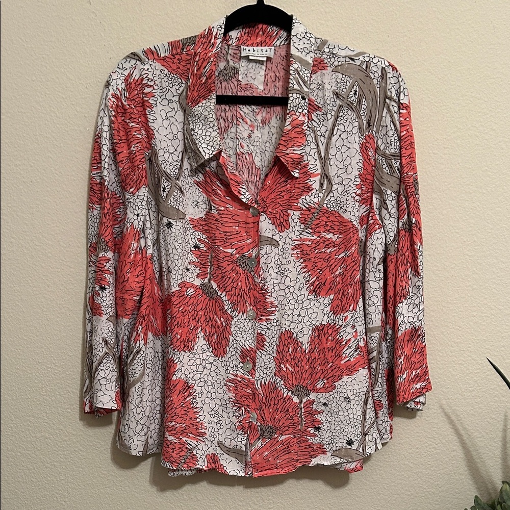 Habitat Coral and Black Patterned Top/Jacket